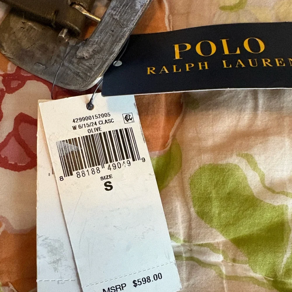 Polo Ralph Lauren Metal-Accent Leather Belt Olive Small NWT - Picture 5 of 6